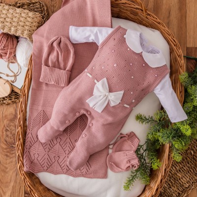 Saída de maternidade Estrelado Rose